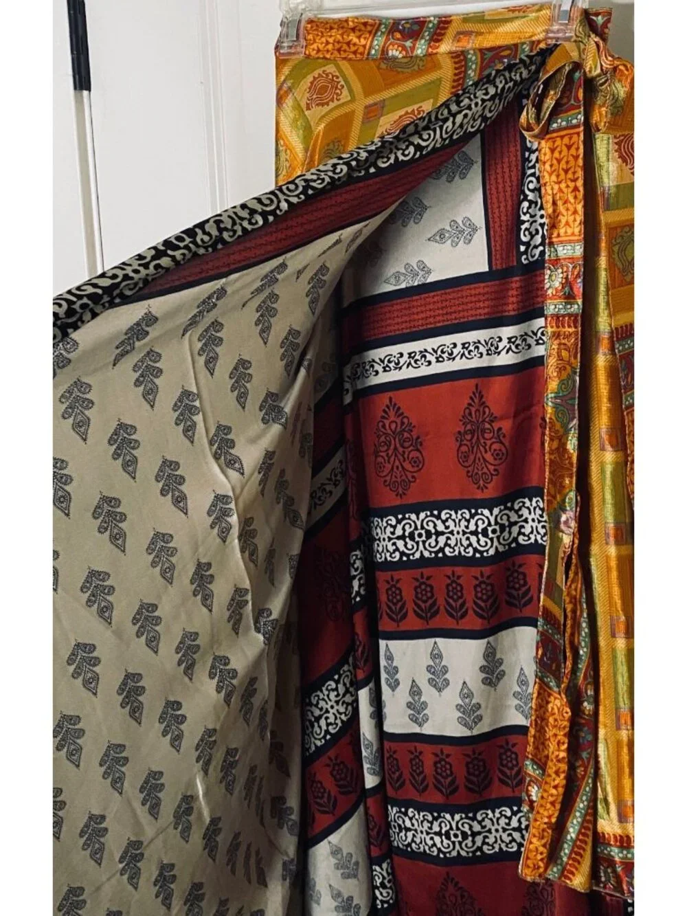 Reversible Sari Silk Magic Wrap Skirt Boho Festival Hippie Handmade India OS